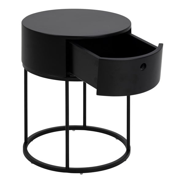 Furniture To Go Polo Round Bedside Table in Black