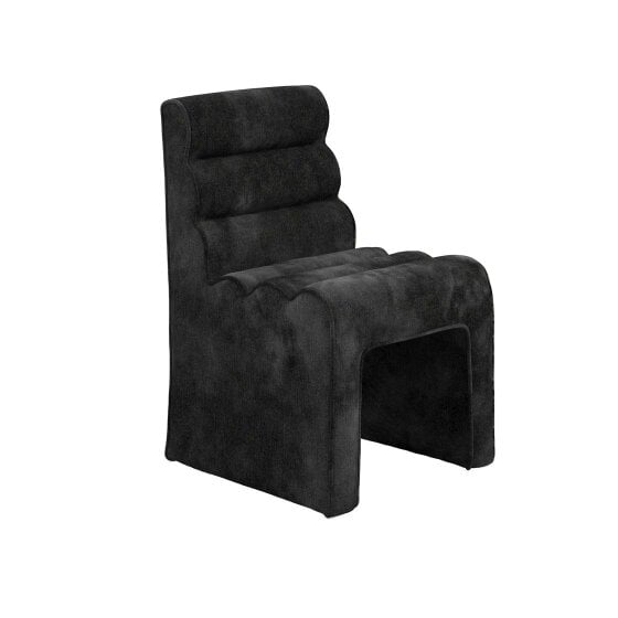 Wyld Haus Midleton Retro Upholstered Black Chenille Ribbed Accent Chair