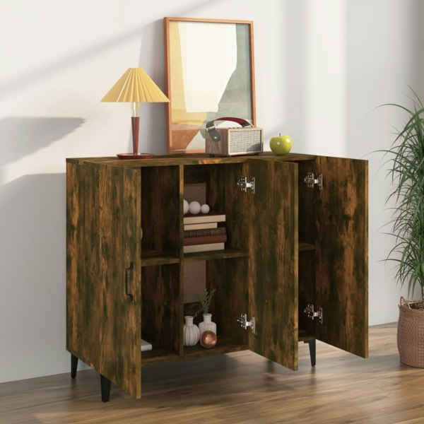 Berkfield Sideboard Smoked Oak 90x34x80 cm Engineered Wood