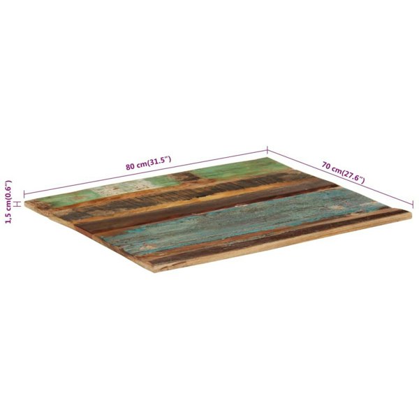 Berkfield Rectangular Table Top 70x80 cm 15-16 mm Solid Reclaimed Wood