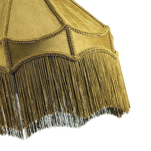 Traditional Victorian Empire 40cm Shade in Olive Green with Tassels Image 3