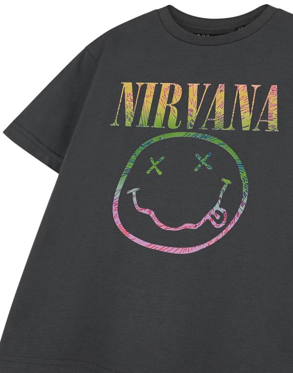Nirvana Unisex Kids Black Rainbow Short Sleeved T-Shirt