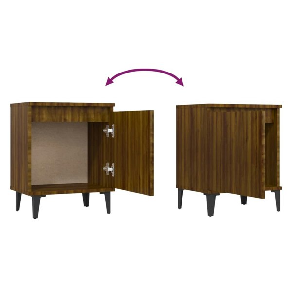 Berkfield Bed Cabinet with Metal Legs Brown Oak 40x30x50 cm