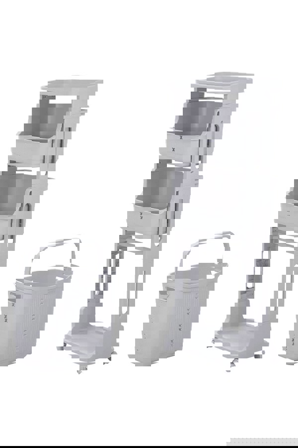 Living and Home 4-Tier Detachable Kitchen Trolley Cart Fruits Vegetables Organizer Storage Rack Laundry Basket with Wheels