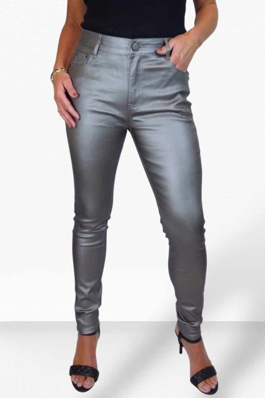 Paulo Due Womens Skinny Coated Leather Look Jeans