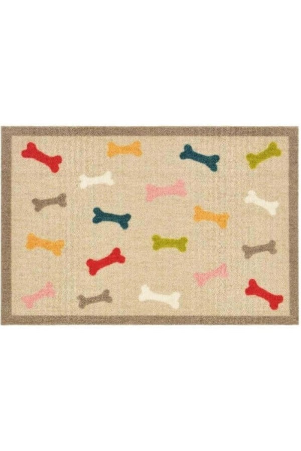 The Rugs Dog Themed Washable Multi Bones Mat and Runner