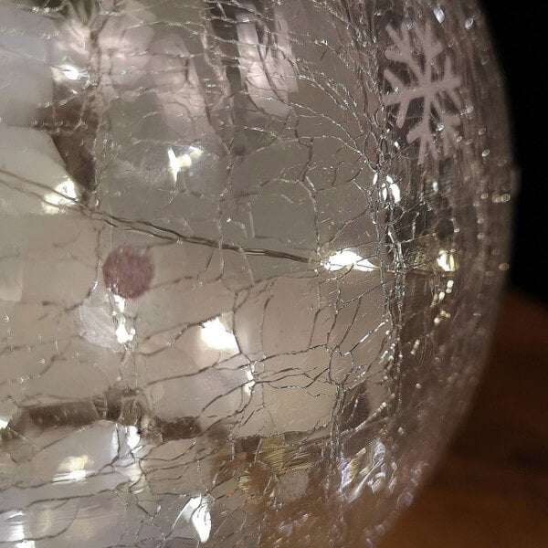 Samuel Alexander 20cm Battery Operated Warm White LED Crackle Effect Ball Christmas Decoration with Snowman