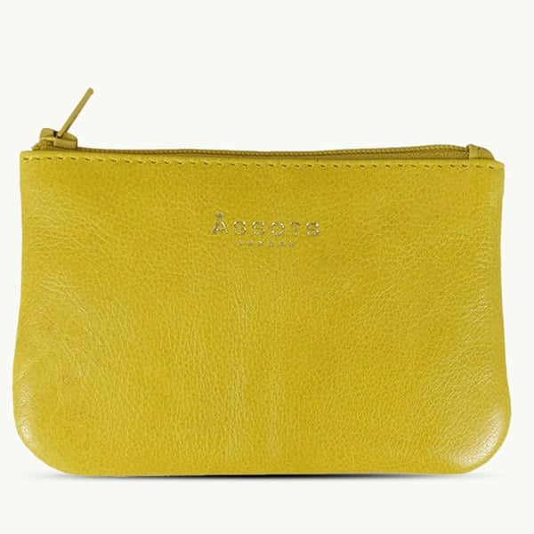 Assots London 'Poppy' Yellow Full Grain Leather Zip Top Coin Purse