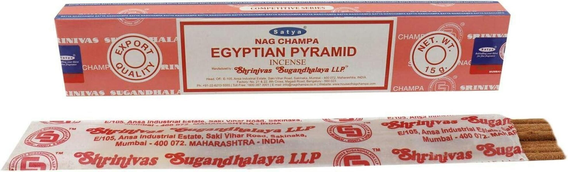 Satya Egyptian Pyramid Incense Sticks, 12 x 15g Packs