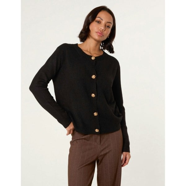 Blue Vanilla Gold Flower Buttons Cardigan