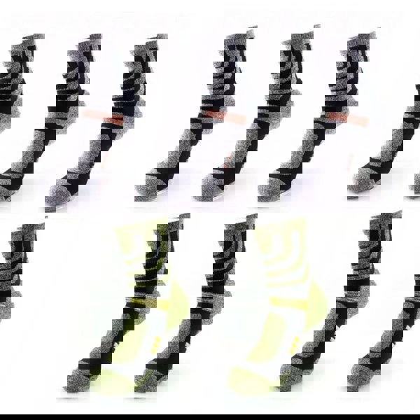 Anysox 5 Pairs One Size 5-11 Grey Green Cotton Compression Trekking Socks