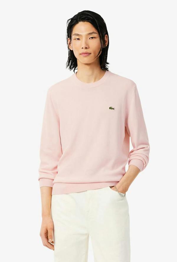 Lacoste Monochrome Crew Neck Cotton Sweatshirt - Pink