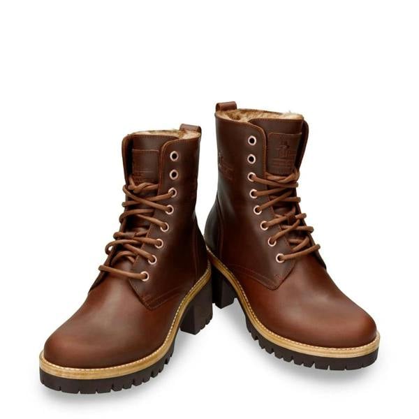 Panama Jack Padma B13 - Women's Brown Waterproof Leather Combat Boots