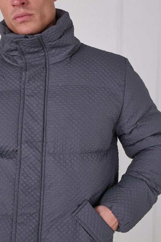 Quilted Puffer Jacket – Zip & Button Fasten