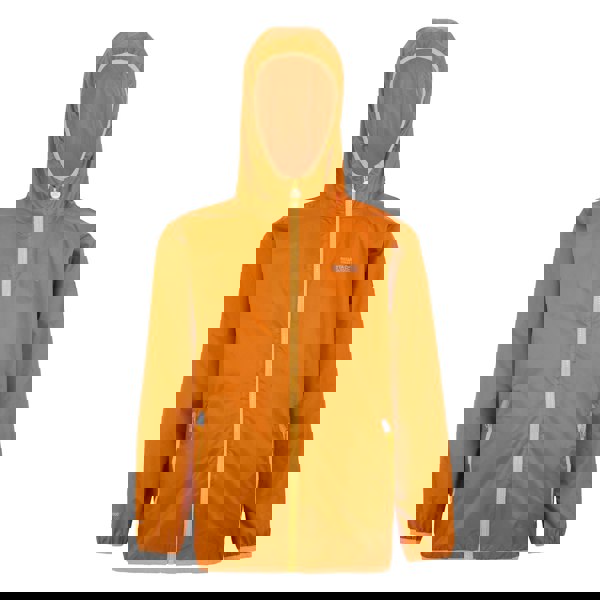 Regatta Great Outdoors Kids Lever II Packaway Rain Jacket - Fox/Bright Marigold