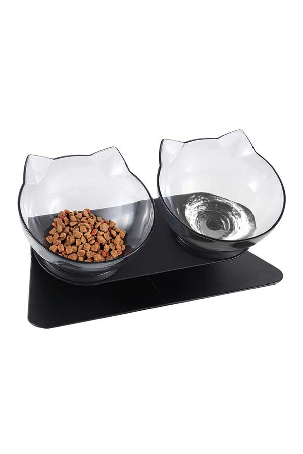 Living and Home 15° Tilted Elevated Feeder with Double Cat Bowls