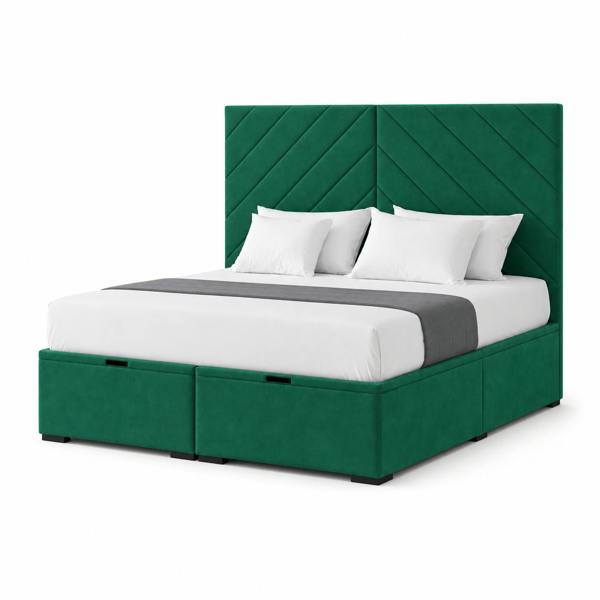 Great British Beds Diana Divan Ottoman Bed - Green Plush