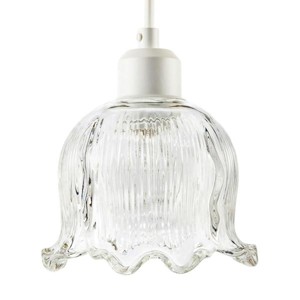 Transparent Ribbed Glass Pendant Lighting Shade in Compact Bell Shape Image 3