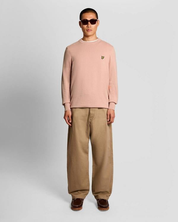 Lyle & Scott Cotton Crew Neck Mens Jumper - Y120 Pink Grapefruit | CHO | Designer Mens Crew Neck Jumpers