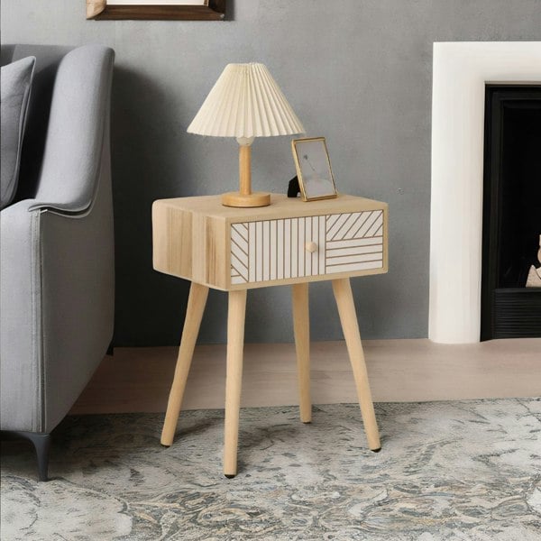 Rafaelo Mobilia Natural Brown Bedside Table With Drawer