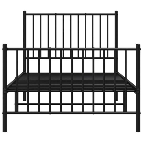 Berkfield Metal Bed Frame with Headboard and Footboard Black 90x200 cm
