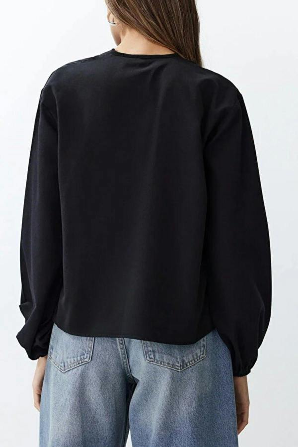 WOVCOR Woven Shirt with Front Tie Detail