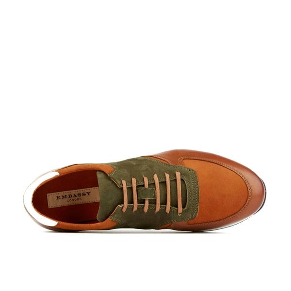 Embassy London San Francisco - Brown - Men's lace-up leather & suede trainer