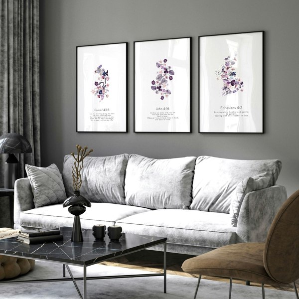 Large prints for living room | set of 3 Christian wall art prints