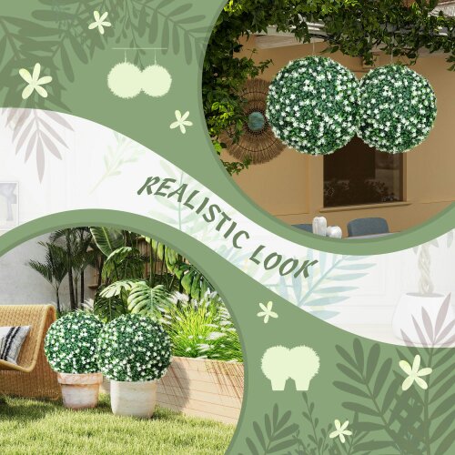 Wyld Haus Radi Set Of 2 Artificial Boxwood Ball Plants In White Finish