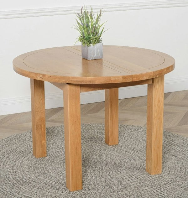That's Furniture Edmonton Round Extendable Oak Dining Set with Washington Fabric Chairs
