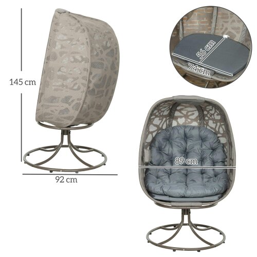 Wyld Haus Nise Rattan And Metal Grey Swivel Egg Chair With Cushions