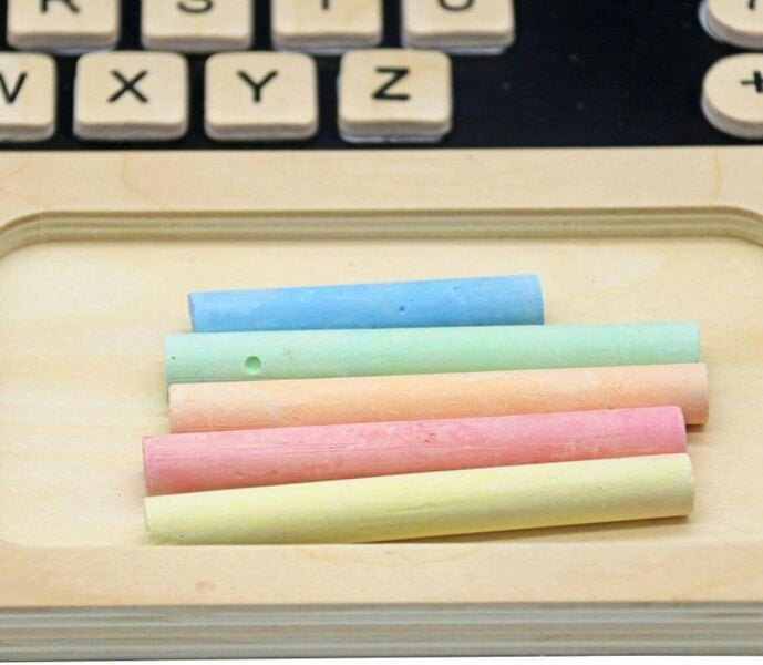 HYGRAD BUILT TO SURVIVE Kids Wooden LapTop And Chalkboard Magnetic Pretend Play Set Early Development Kids Laptop Computer Play Set