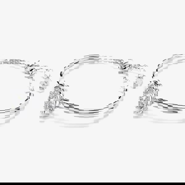 Swarovski Dextera Rhodium Plated Round White Crystal Bangle 5733399