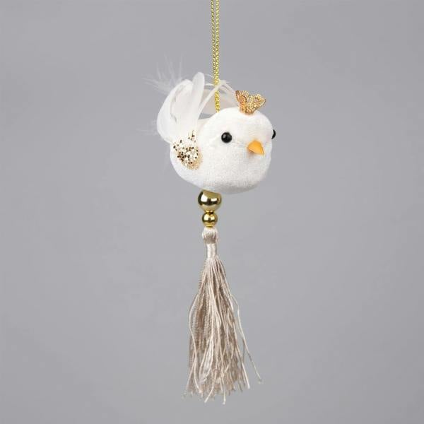 7 x 13cm White Robin Christmas Hanging Decorations, Set of 3 Festive Bird Ornaments image 1