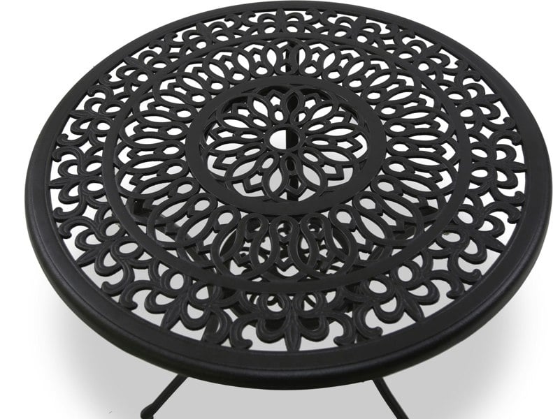 Centurion Supports POSITANO Garden and Patio Table and 2 Chairs Cast Aluminium Bistro Set - Black