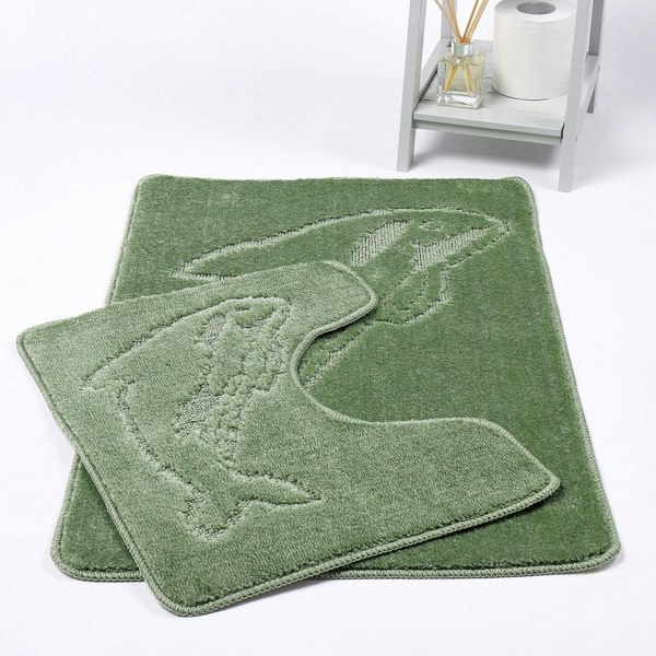 HomeSpace Direct Dolphin Anti-Slip Bath Mat and Pedestal Mat 2 Piece Set