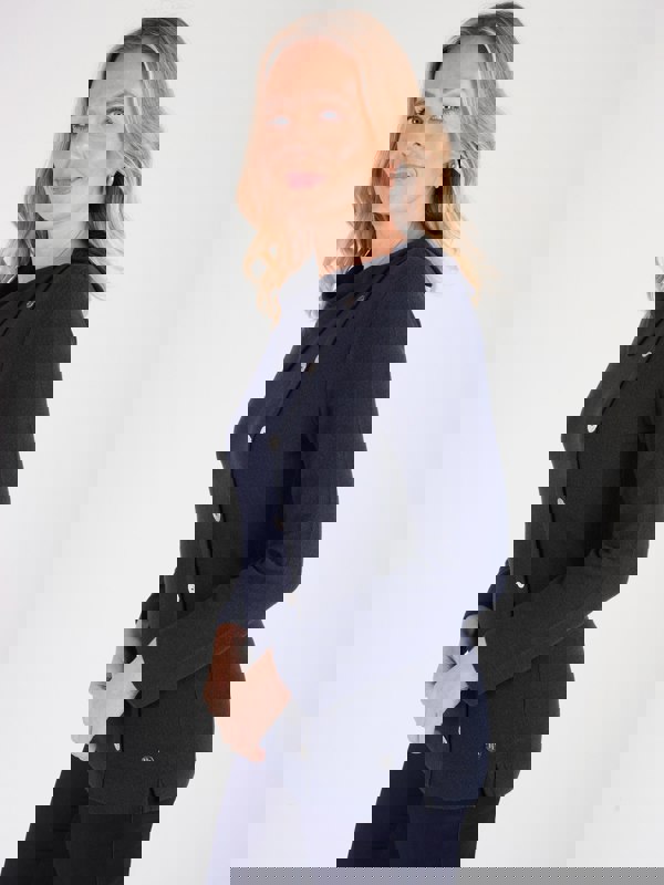 PennyPlain Button Split Cowl Neck Top - Navy