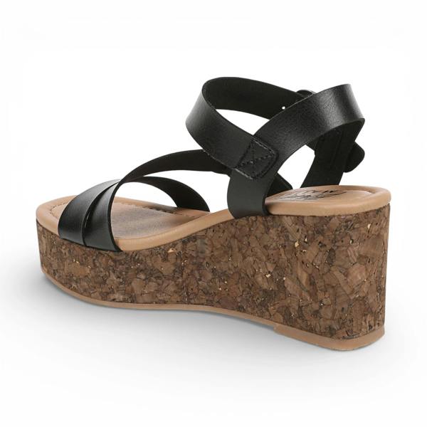 Blowfish Malibu Ali - Women's Black Wedge Strappy Espadrille Heel Sandals