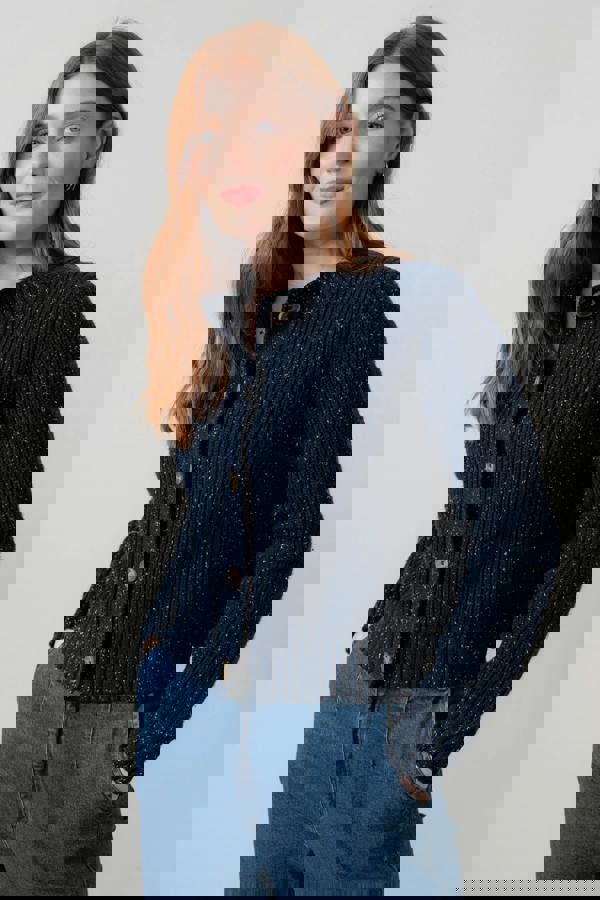 Lily & Me June Ribbed Knit Cardigan Navy