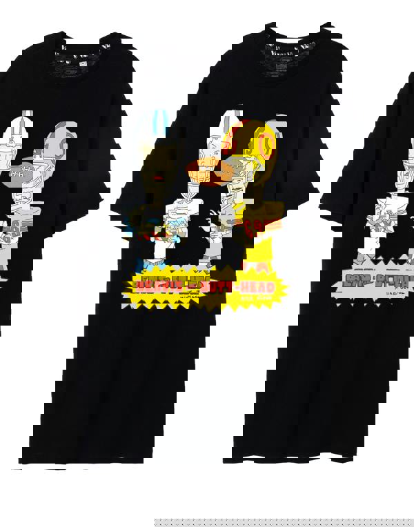 Beavis And Butthead Mens Black Football Short Sleeved T-Shirt