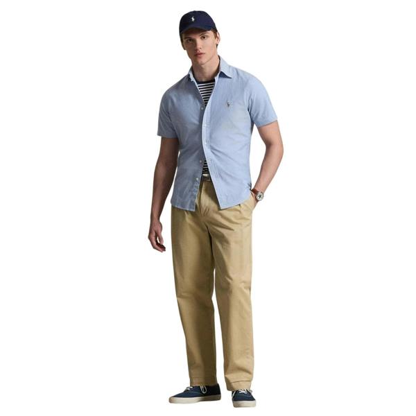Ralph Lauren Mens Logo Oxford Short-Sleeved Shirt - Blue - 