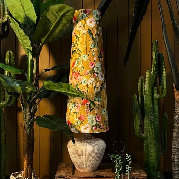 Hazy Meadow Velvet Oversized Cone Lampshades in Honey