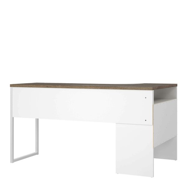 Wyld Haus Billabong White and Truffle Oak Corner Office Desk 2 Drawers