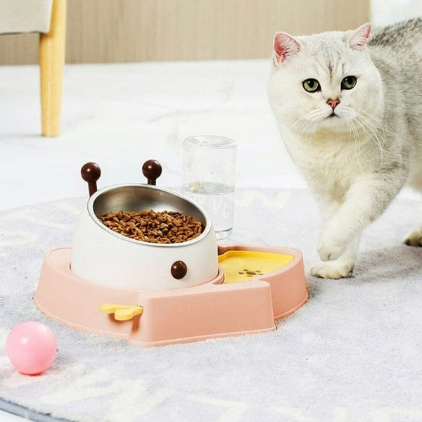 Pet Feeder and Water Dispenser Set with Slow Feeder Living and Home