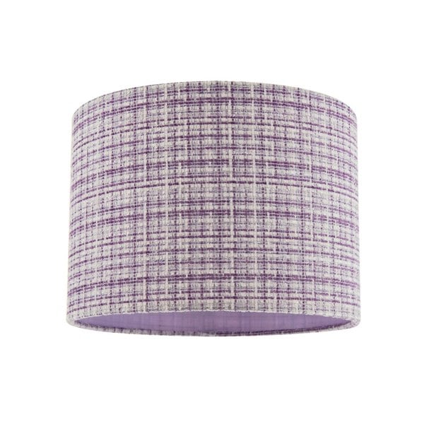 Cross Hatch Design Textured Linen Fabric Lamp Shade in Lilac and White Image 1