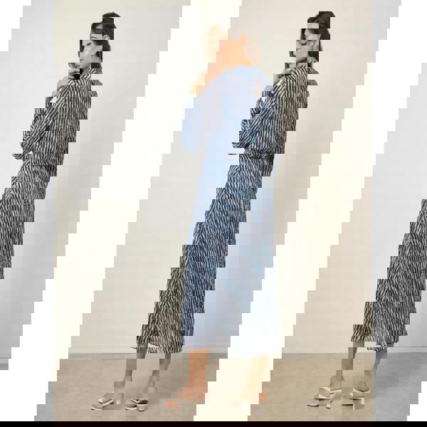 Blue Vanilla High Neck Bubble Print Dress