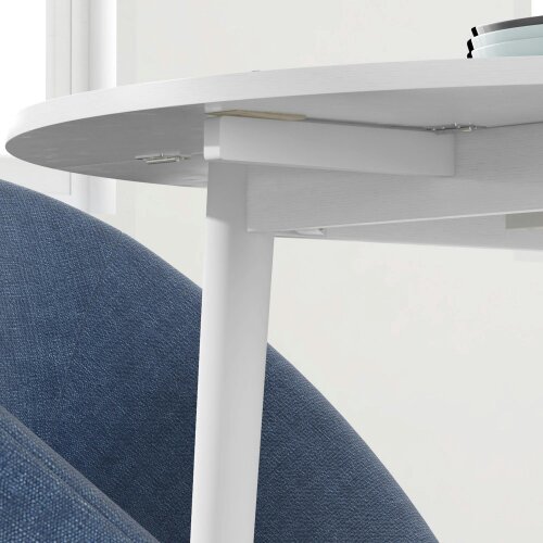 Wyld Haus Zinise Solid Wood White Round Folding Dining Table Seating 4 With TaFauxred Legs