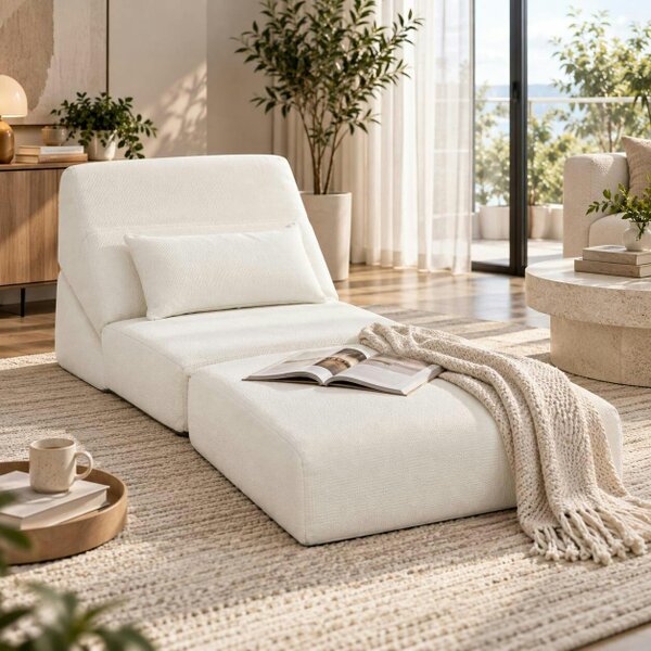 HOMEWEDO  Foldable Floor Sofa Bed Chair, 3-in-1 Convertible Lounger with Pillow - White