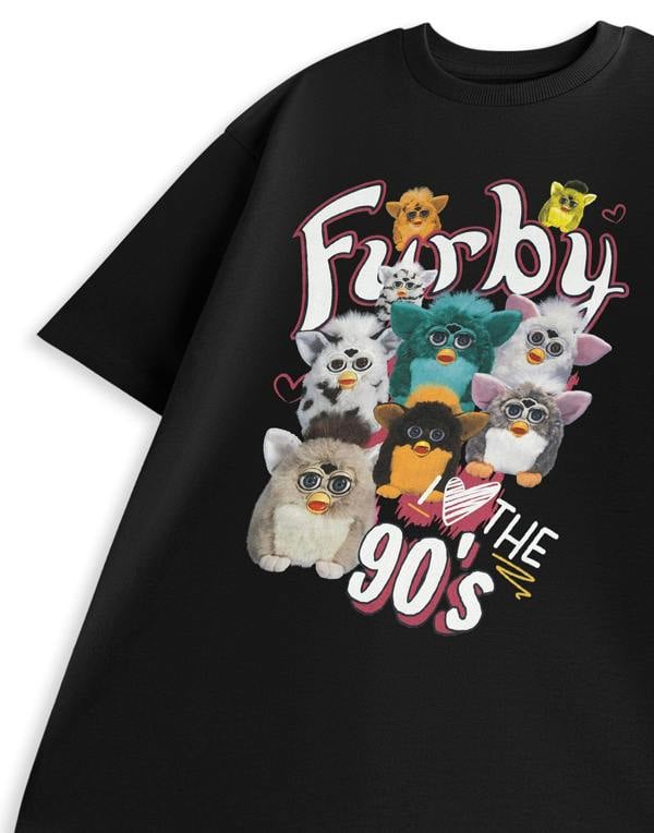 Furby Womens Black I Love The 90'S Short Sleeved T-Shirt