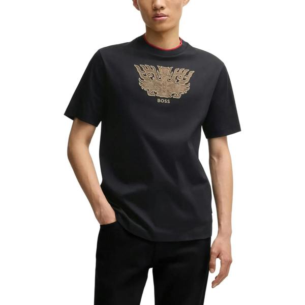 Boss Mens Embroidered Logo Crew Neck T-Shirt - Black - 